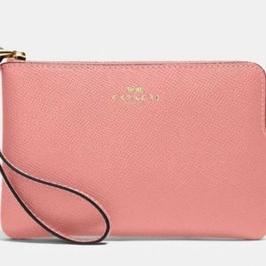 Coach Corner Zip Wristlet in Pink